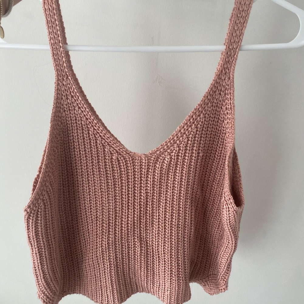 Pink Knit Crop Top Small